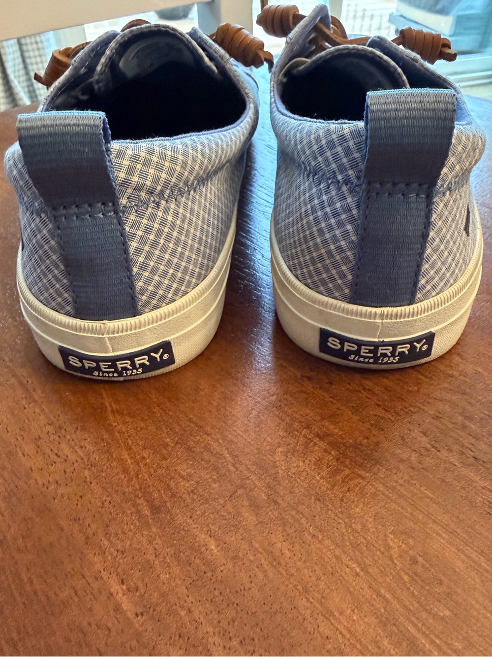 Sperry Light Blue Plaid Slip On Sneakers - Picture 7 of 11
